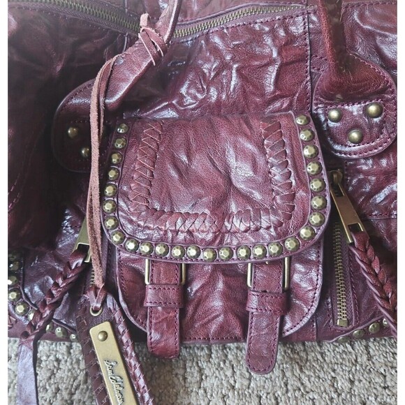 NWOT Sam Edelman Burgundy Leather Patchwork Studded Boho Shoulder Crossbody Bag - Picture 2 of 16
